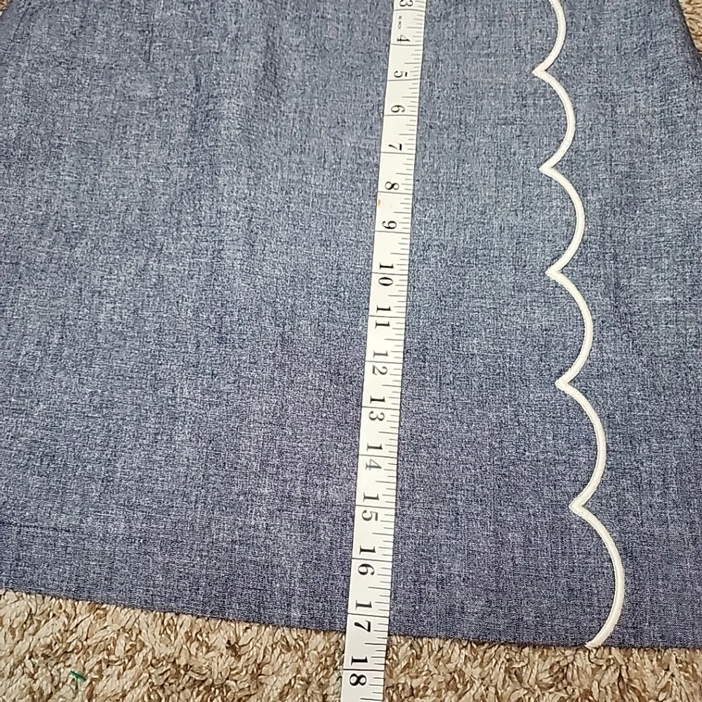 J. Crew Scalloped Front A Line Wrap Mini Skirt Cotton Button Blue Size 0 - Picture 5 of 9